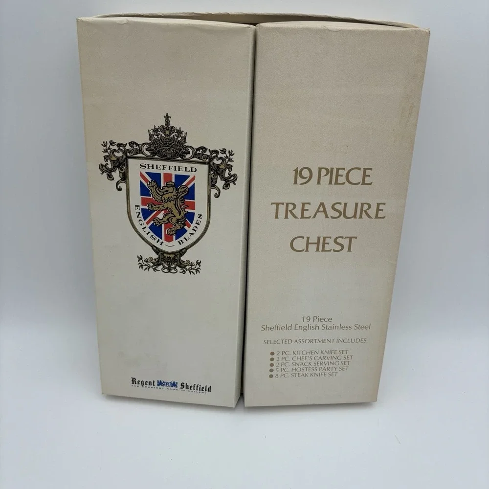 Vintage Regent Sheffield Stainless Steel 19 Piece Treasure Chest Cutlery Set New